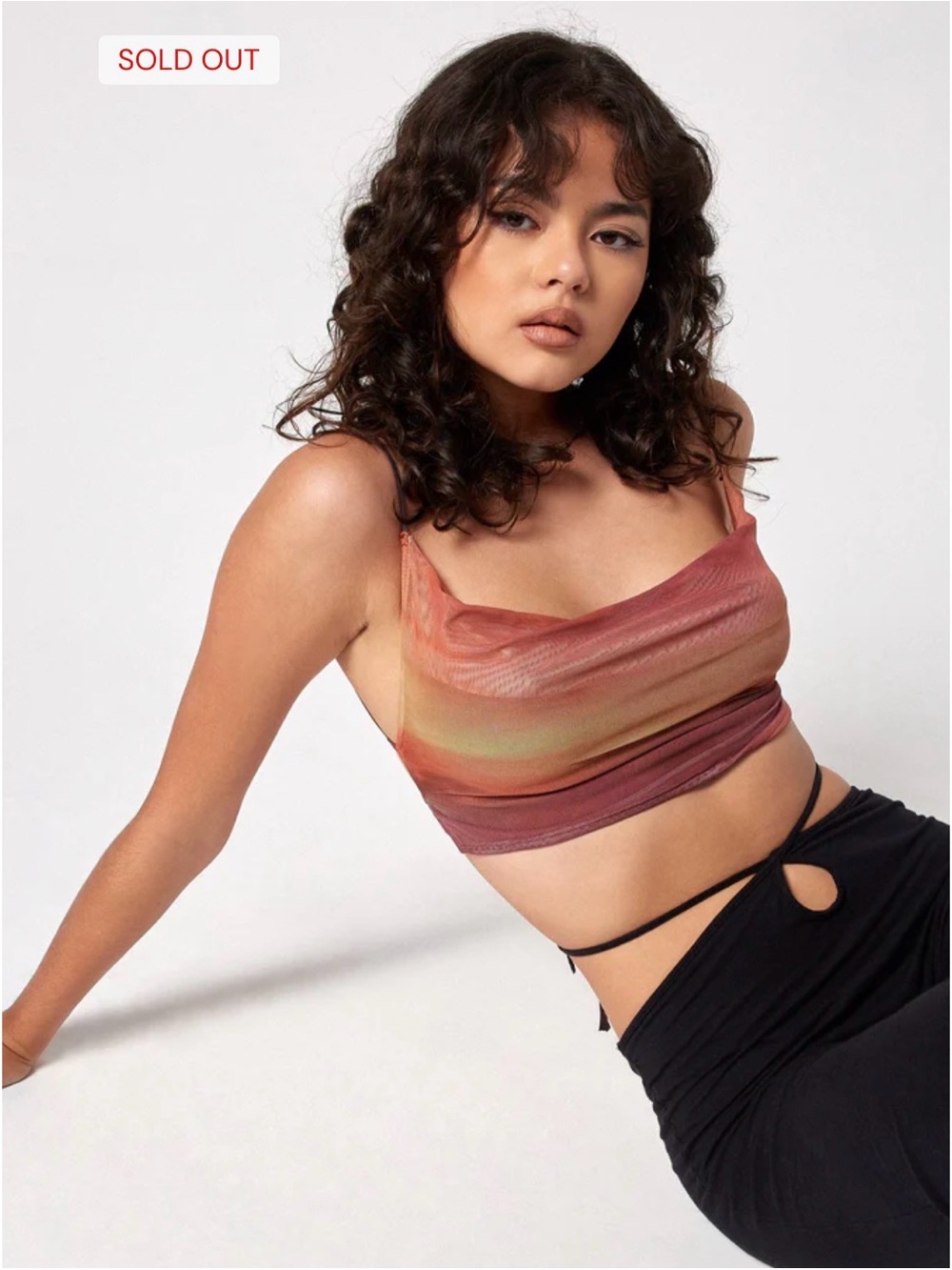 Motel Rocks orange sunset crop top